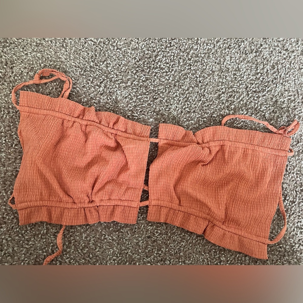 Lulu's Vibrant Coral Strapless Top